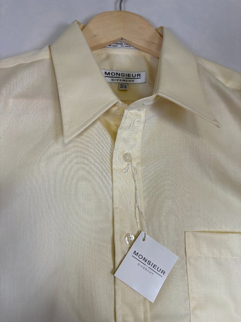 Monsieur by Givenchy Men's Dress Shirt 16.5 34/35 Ivory Yellow NWT